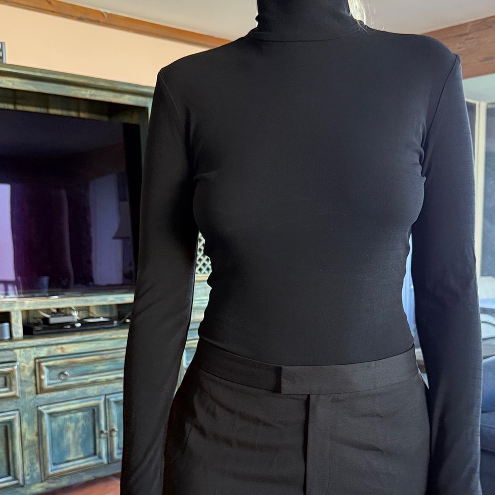 Vintage Black Size Small Donna Kara Collection Turtleneck Bodysuit